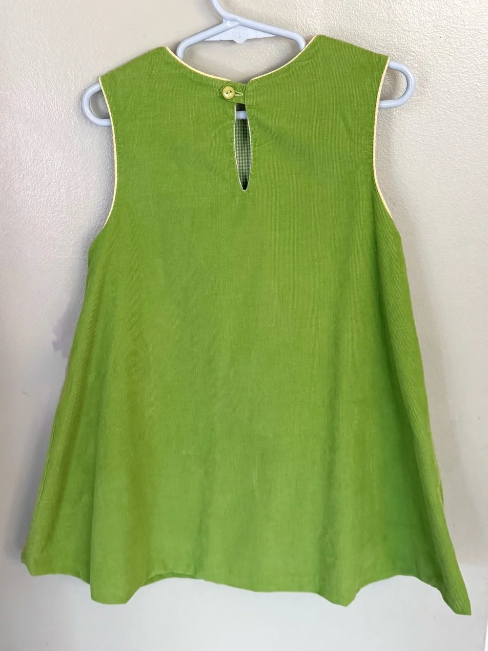 Mary James Girl’s 4T lime green A-line corduroy jumper dress apple worm school